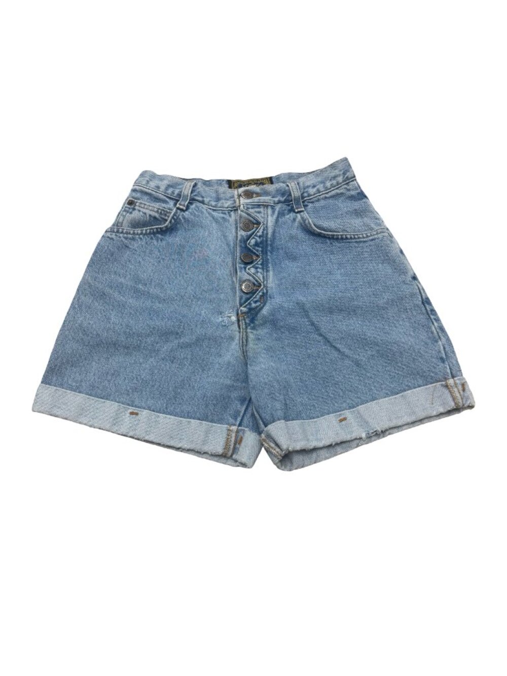 Vintage 1990s Bonjour High Waisted Denim Shorts Light Wash Cuffed Jean Shorts